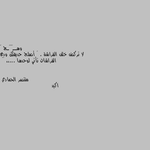 لا تركض خلف الفراشة . 🦋 أصلح حديقتك ودع الفراشات تأتي لوحدها ...،، 🍂🖤 اكيد