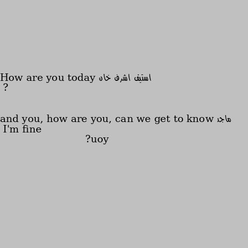 How are you today ? I'm fine and you, how are you, can we get to know you?